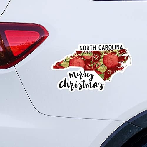 Adesivos de Natal do Estado da Carolina do Norte Merrry Natal Carolina do Norte Mapa Decalque Decalque Decalel de Natal Decalque Decalque Vinil Decalques Cut Decals