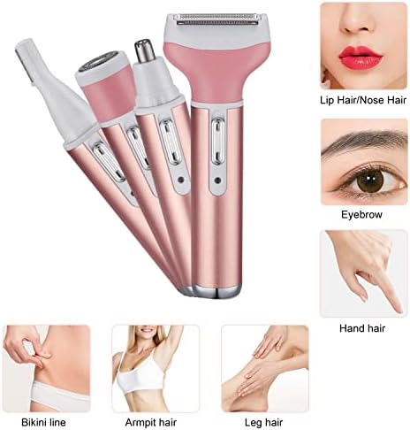 Ahuada Electric Razor for Women Bikini Trimmer: Shaver Feminino Salto de Cabelo Sem fio Trimmer Para Biquíni Axili da perna de barba do rosto de barba, Indollente 4 em 1 sobrancelha Lips Body Trimmer For Women