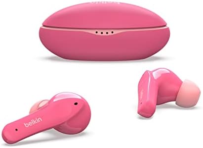 Belkin Soundform Nano - fones de ouvido Bluetooth para crianças com microfone embutido - Feedbuds sem fio de Bluetooth para crianças - Bluetooth Earbuds para iPhone, iPad, Galaxy & More - rosa