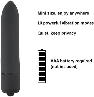 Mini vibrador pessoal silencioso e impermeável com 10 modos de mão, massageador de bala preta sem fio