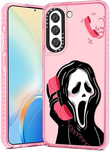 ToyCamp para o caso Samsung Galaxy S22 Plus, design fofo de esqueleto de crânio engraçado para mulheres meninos meninos adolescentes para galaxy s22 plus casos, capa de estampa de rosto rosa de desenho animado para S22 Plus Caso 5G, 6,6 ''