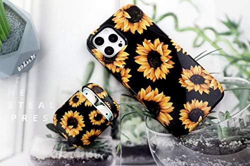 Caixa A-focus compatível com o iPhone 12 e eu telefone 12 Pro Case Sunflower, Floral Flower IMD Provo de choque Flexível