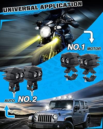 Braveway Motorcycle Led Lights Driving Fog Lights 60W 18000lm Amber White Dual Cor 3 Modos Universal Fit Auxiliar LED Offroad
