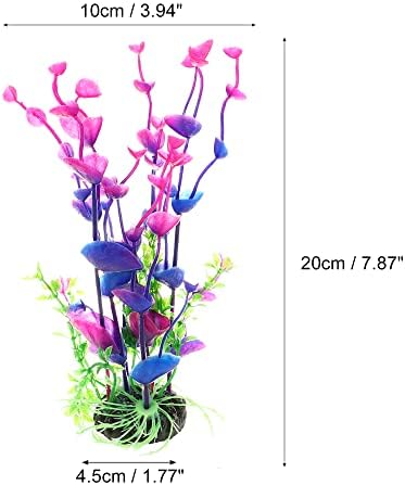 Vocoste 2 PCs Plantas de plástico aquário, planta aquática artificial para decoração de plantas de tanques de peixes, vermelho, roxo