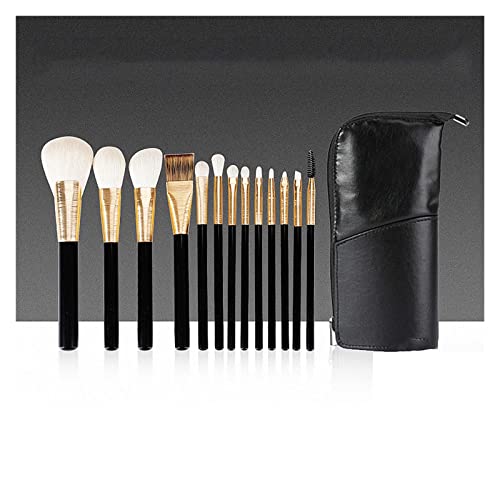 Wenlii 13 conjuntos de escovas de maquiagem escovadas de escova de maquiagem de tubo de ouro pincéis de fundação conjunto