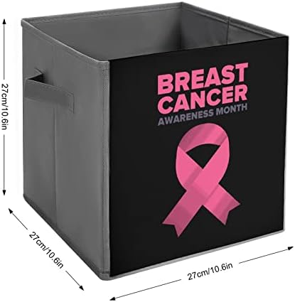 Cubos de armazenamento do mês de conscientização sobre câncer de mama com alças bancos de tecido dobráveis ​​Organizando