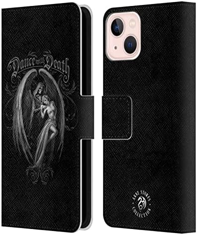A capa de cabeça designa oficialmente licenciados Anne Stokes Dance com Death Gothic Leather Book Carteira Capa compatível com Apple iPhone 13
