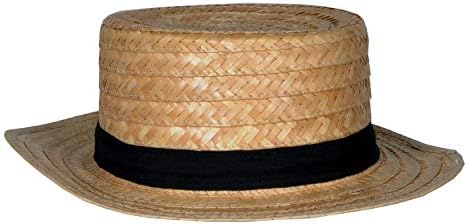 Beistle 60658 chapéus de skimmer de palha 3 peças, osfm, off white/preto