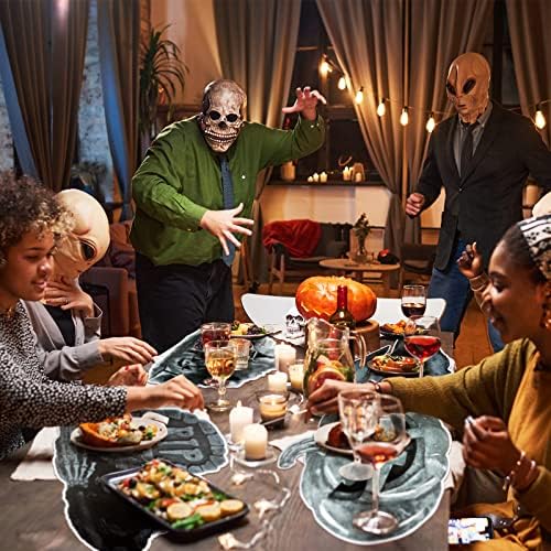 Hotop Halloween Placemats Conjunto de plástico de 6 tapetes de mesa de PP pretos laváveis ​​góticos para jantar Spider
