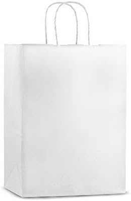 Pacote 50 - Qualidade premium - Boutique da moda Kraft Sacos de papel com alças | Sacos de presente de papel marrom em massa, bolsa Kraft perfeita, sacola de festa ou bolsa de compras