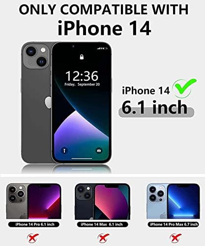 Caixa Founcy Flip para Apple iPhone 14 Case 6,1 polegadas, Função de stend Função de couro Folio Phone Cober [titular
