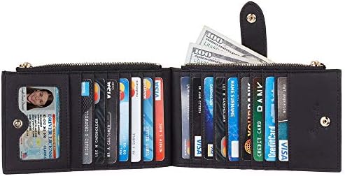 Walllet de Womens Travelambo RFID bloqueando a carteira multi -card de cartões com bolso com zíper