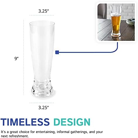 Huang acrílico claro 22oz Clear Pilsner Beer Beer Drinking Glass Conjunto de 4