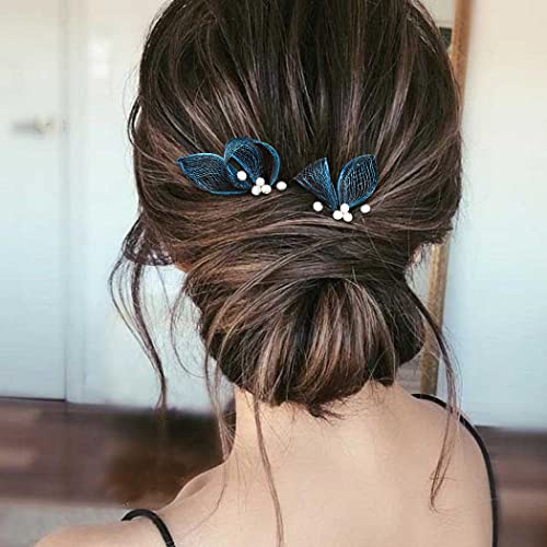 Campsis 2pcs Hair pino de cabelo azul Palha
