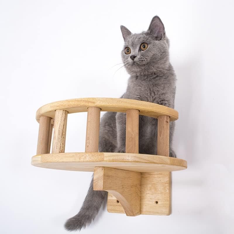 Mgwye mobiliário de estimação de madeira escalada parede de gato degraus gatos árvores de gato parede pendurada na casa de brinquedos house stratch com guarda -cor de guarda