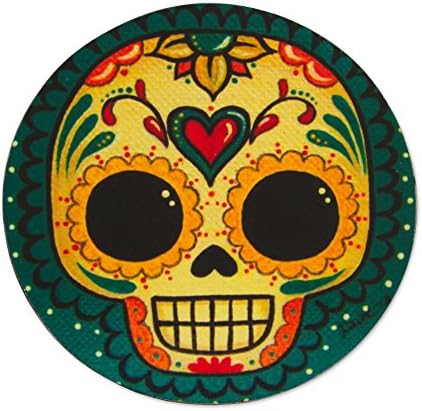 Novica Multicolor Wood Day of the Dead Coasters, 'Loving Skull'