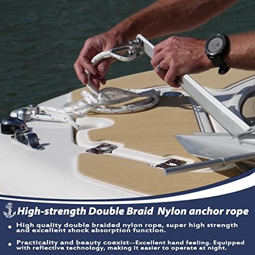 Inocendear duplo trançado de nylon âncora corda de âncora/corda âncora de barco com thimble de aço inoxidável, corda marinha