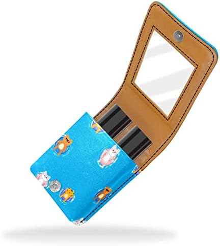 Caixa de batom de oryuekan com espelho bolsa de maquiagem portátil fofa, bolsa cosmética, grama de desenho animado do