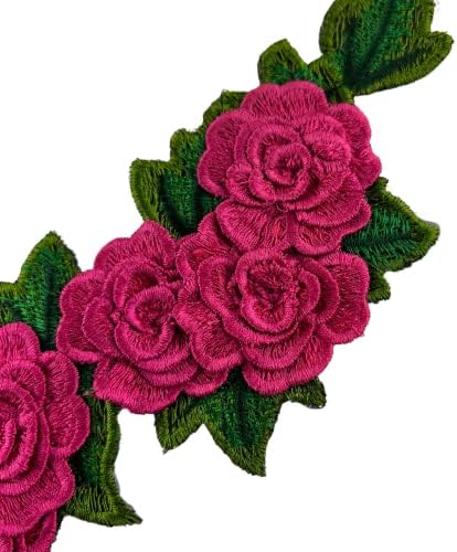 1pc costura em manchas rosa flor bordada adesiva