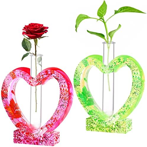 A resina cardíaca molda o silicone, vaso em forma de coração/planta de resina epóxi de resina de resina para dia dos namorados, hidropônico, suporte de flores, decoração do escritório em casa