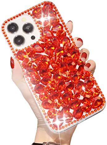 iPhone 14 Pro Max Bling Glitter Case, luxuoso shiny de diamante de cristal de diamante de jóias brilhantes gemas de jóias