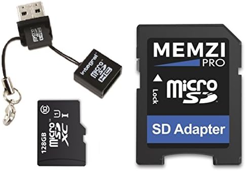 MEMZI PRO 128GB CLASS 10 80MB/S MICRO SDXC CARTÃO DE MEMÓRIA COM ADAPTER SD E MICRO USB LEITOR PARA MOTOROLA MOTO M, Z2 PLAY,