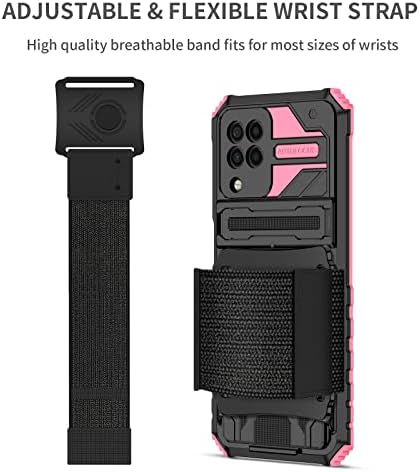 Zorsomo para o gala Galaxy A22 Samsung A22 Sathado para o choque pesado, o estojo de braçadeira esportiva para o Samsung Galaxy A22 4G, com pulseira rotativa e destacável de 360 ​​°, rosa, rosa