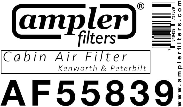 Filtro de ar da cabine do Ampler - AF55839 - Substituição para Kenworth T680 e T880, Peterbilt 567 e 579 - Substituição para: Baldwin PA30093, Grainger 48xh41, Paccar X19987001, Peterbilt x198700