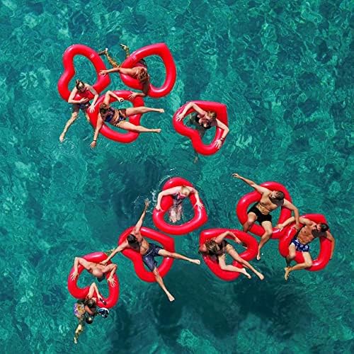 A piscina em forma de coração original flutuar de Loteli - vermelho brilhante - mais grosso e mais forte - melhor inflável para festas de piscina, solteira - diversão e relaxamento de verão - durável e fácil de inflar