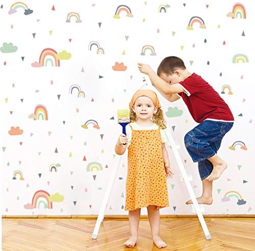 Iarttop Rainista colorido Decalque de parede, adesivo de parede da gota de chuva, adesivo de parede do arco -íris para decoração de quarto de crianças, decoração de arte mural de diy mural