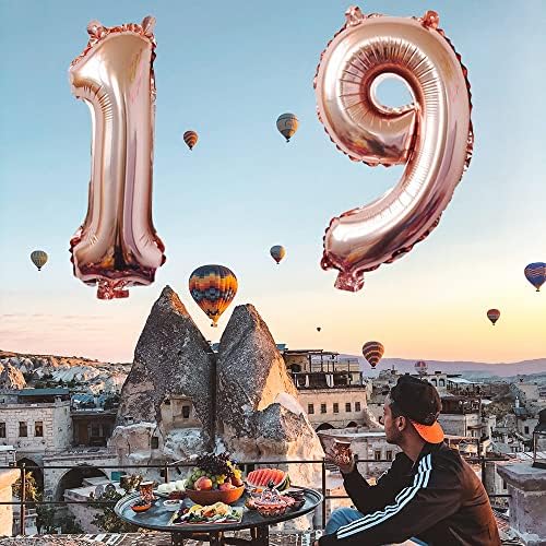 Número 12 Balões de balões de balão digital de 32 polegadas 12 balões de aniversário 12 balões de hélio Balões grandes para festas de aniversário suprimentos de casamento Bachelorette Bridal Chusel, número de ouro rosa 12º