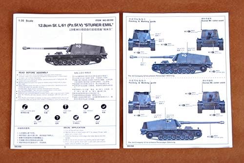 Trompetista 1/35 alemão de 12,8 cm Destruidor de tanques L/61 Stuador Emil