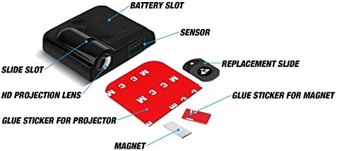DMSTore 2pcs para vader 3d porta de carro magnético LED LED LOGO LOGO SHOWN GHOST Light Lâmpador de projetor se encaixa em todos os