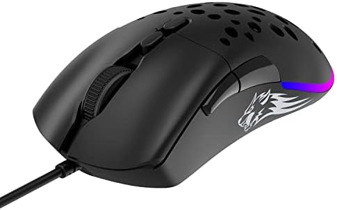 Magic-Refiner Wired Ultralight PC Gaming Mouse com botões laterais RGB LONCOMBLE LARGA com ajuste de peso, placa traseira extra