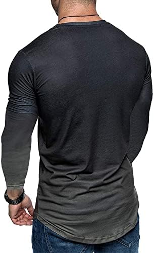 Pejihota Muscle Muscle Gym Athleisure Camish Cre-shirt Crew pescoço gradiente de manga comprida Top de camiseta