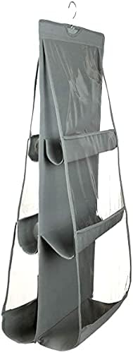Kuber Industries à prova de poeira pendura de bolsa de bolsa organizador com 6 grandes compartimentos e cabide