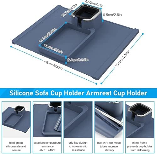Sofá Punto de copo de sofá A braço do suporte de xícara de copo de silicone resistente à temperatura da bandeja e anti-deslizamento