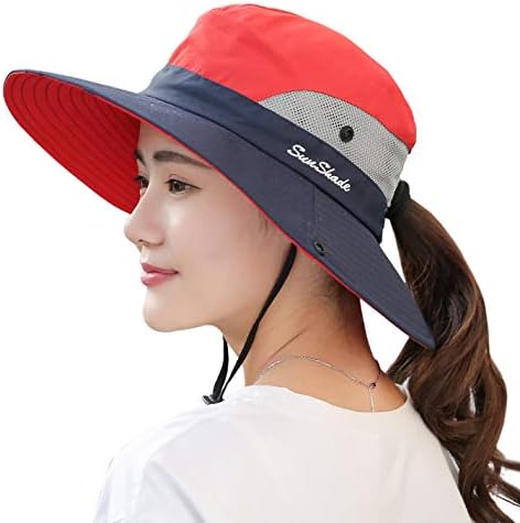 Muryobao Feminino Chapéu Sol de Chapéu UV Mesh dobrável Mesh larga Brim Beach Fishing Hat