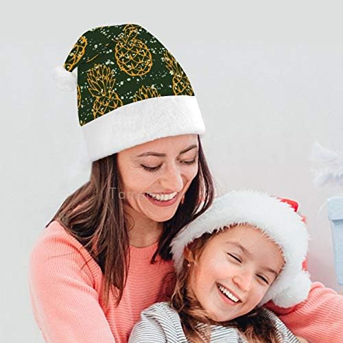 Chapéu de Papai Noel de Natal, Pintura de abacaxi Listra de Natal Chapéu de férias para adultos, Hats de Natal com conforto