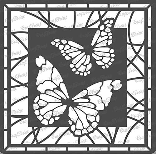 Estênceis de borboleta Craftreat para pintar em madeira, telas, tecido, parede e azulejos - borboletas de vidro de vitrais