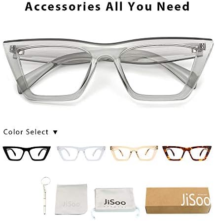 Jisoo de grandes dimensões de leitura de óculos para mulheres, leitor de computador com luz de gato azul de gato da moda