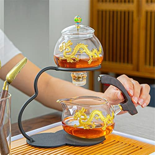 Xwozydr criativo vidro semi-automático de chá preguiçoso conjunto com xícaras de dragão de dragão house tuepot office businehouse kung fu drinkware