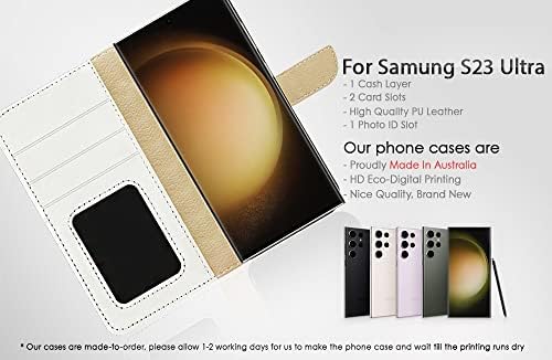 Para Samsung S23 Ultra, para Samsung Galaxy S23 Ultra, capa de capa de carteira de flip -flip, família de golfinhos A24620