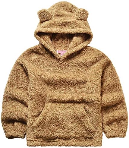 QPANCY Girls Sherpa Pullover Hoodie Kids Fleece Cat Rous