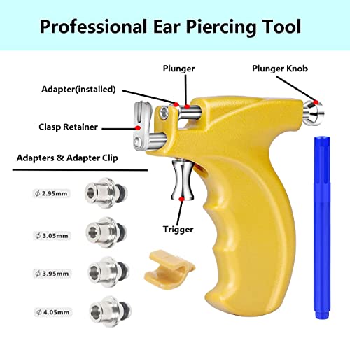 Kit de pistola de piercing de orelha profissional com 20 pares 316L Cirúrgica Aço inoxidável de aço inoxidável Brincos para