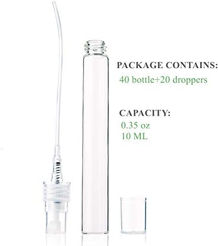 YOPAY 60 pacote 10ml Névoado atomizador de vidro Spray Garrafas de perfume conjunto, mini recipientes de pulverizador de maquiagem de reabastecimento de vidro transparente de vidro reabastecido para festa de viagem