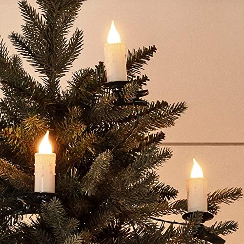 Pacote Lights4fun, Inc. de 20 Velas de Natal sem Florma LED de controle de bateria de cera vermelha com clipes de árvores