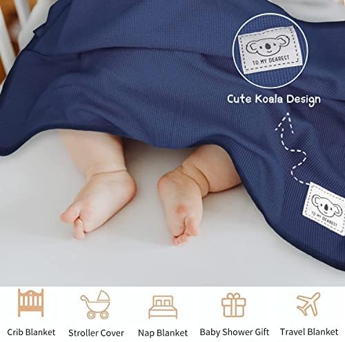 Clanta de bebê de waffle algodão para meninos meninas menores de cama de cama leves leves com design de coala fofo para toda a temporada, cobertor infantil 30 x 30 polegadas azul
