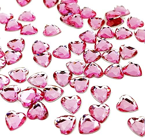 Happyfiller 560 PCs Pink Rhinestones Flatback acrílico jóias de coração para maquiagem, artesanato, festa de chá de panela ou decorações