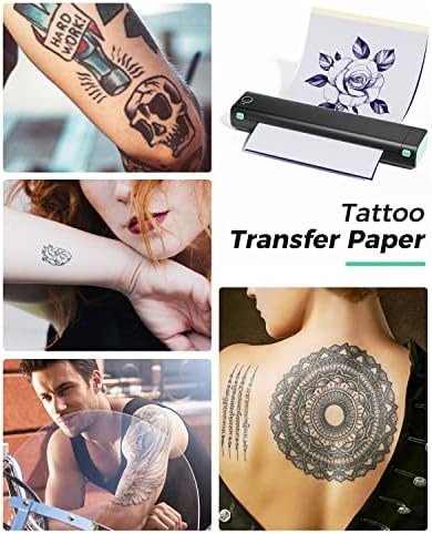 Phomemo M08F Tatuagem sem fio Tattoo Impressora de estêncil, Tattoo Transfer Machine Copier Thermal com papel de transferência livre de 10pcs, kit de impressora de tatuagem para tatuagem artistas, compatíveis com smartphone e PC